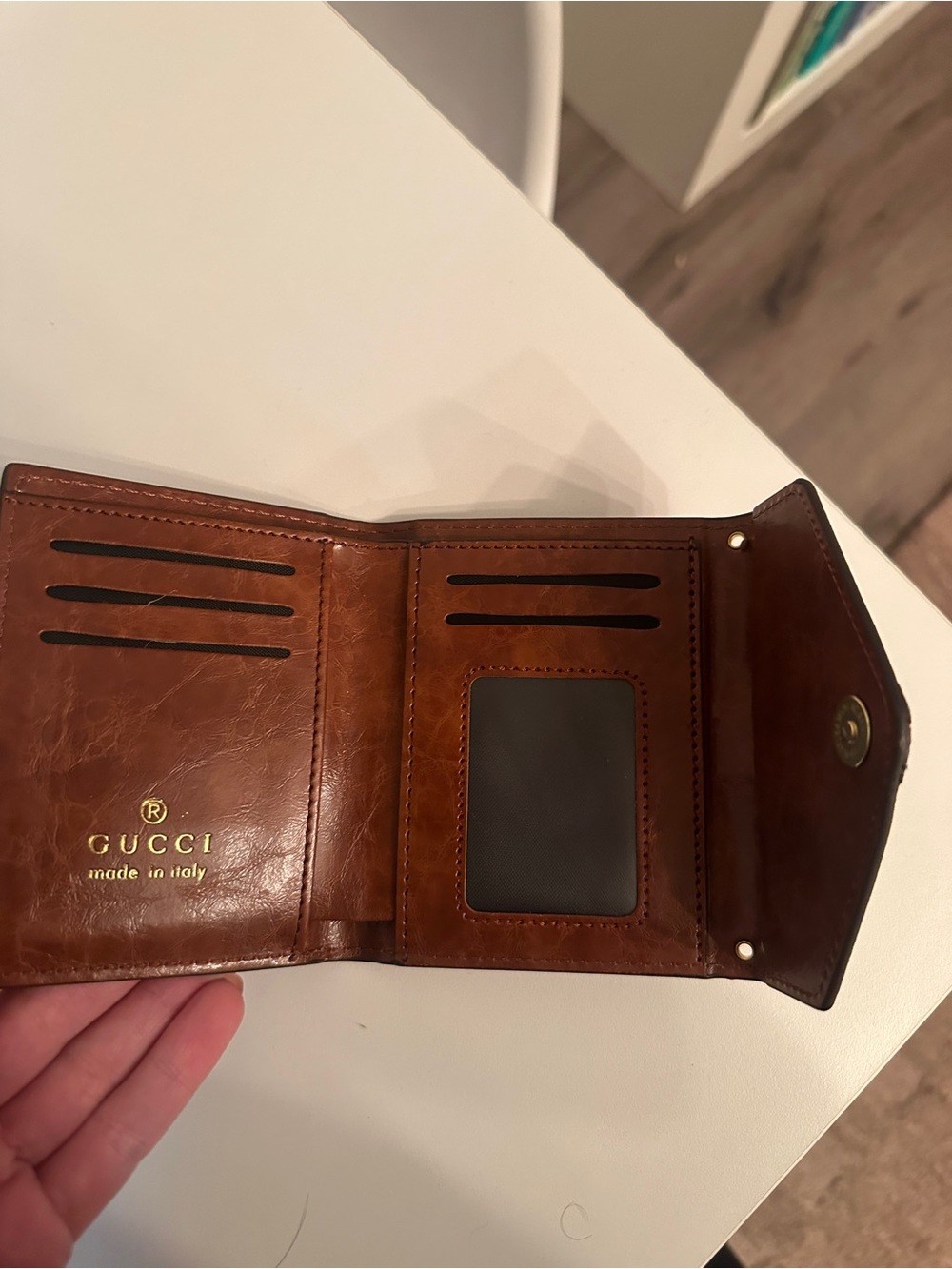 G Beige GG Wallet with Red & Green Stripe and Gold Double G - Picture 4 of 5